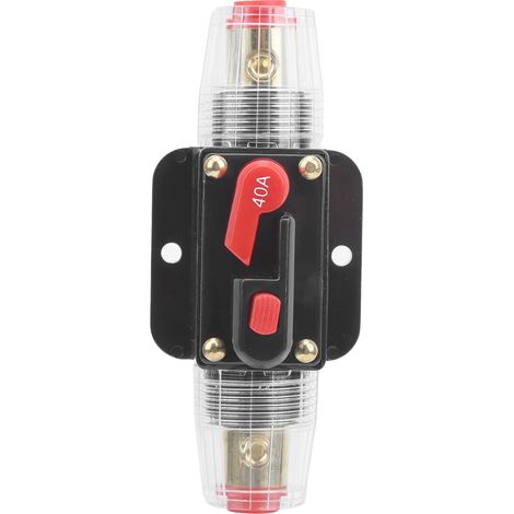 Disjoncteur 40A à réarmement manuel pour amplificateur audio, protection contre les surcharges, fusible réinitialisable pour auto, bateau, marine, stéréo voiture (1/5)