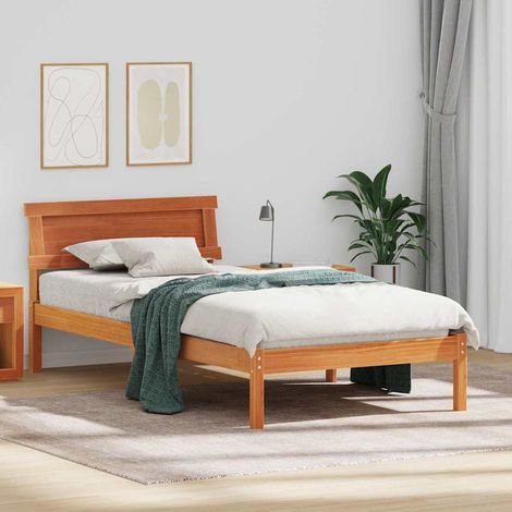 Estructura de cama con cabecera Marrón cera 100 x 200 cm vidaXL (1/5)