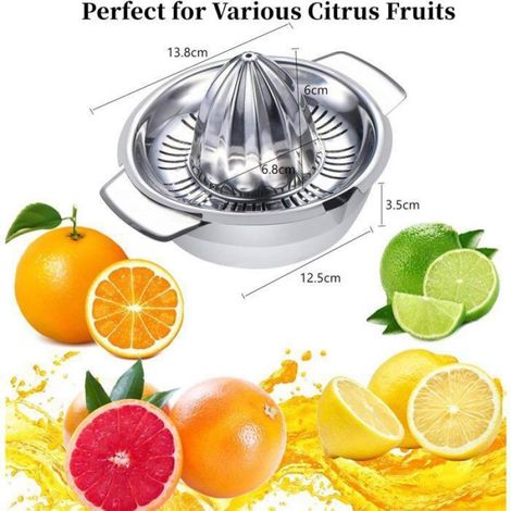 Presse-agrumes - Acier Inoxydable 18/8 - Capacité 350 Ml - Lavable Au Lave-vaisselle - Pour Citrons Oranges Pamplemousses - 1 Pièce (1/5)