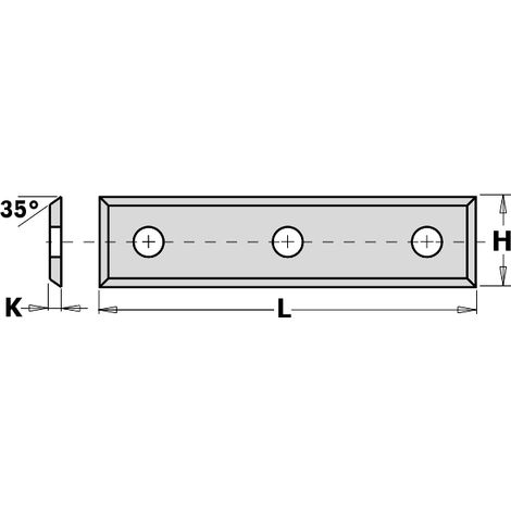 790.500.09 COUTEAU RÉVERSIBLE 3 TROUS (4/35°) 50x9x1,5mm HW-K1920