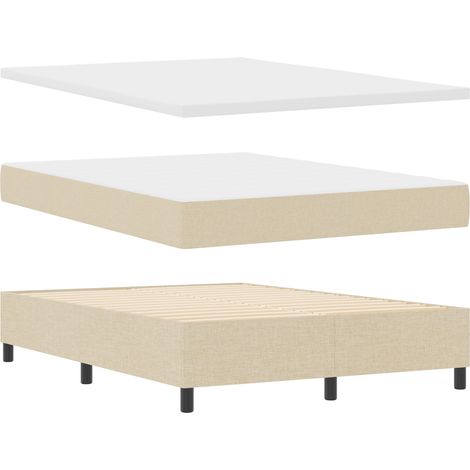 Cama con Box Spring con Colchón y Banco Crema 160x200 cm Tela vidaXL (1/5)