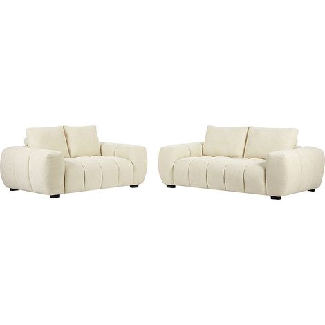 Divano 2 e 3 posti in tessuto testurizzato beige - BERENIA