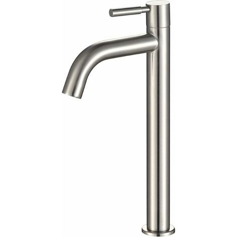 Robinet simple de lavabo en acier inoxydable – Hauteur 30 cm – Bec haut 21,5 cm – Installation facile diamètre 2 cm – Design à levier unique (1/5)