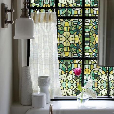 Film autocollant pour fenêtre - Motif mosaïque verte double face - Pour chambre à coucher, salon, cuisine, salle de bain, bureau - 40 x 200 cm (1/5)