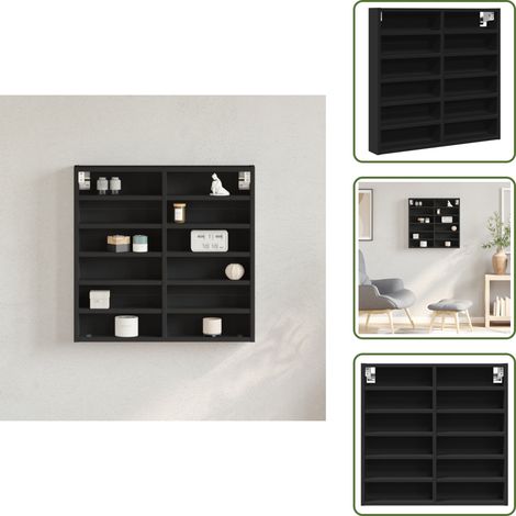 Armoire à vitrine noir 60x8,5x58 cm bois d'ingénierie - Meuble Mural - Étagère Murale - Bibliothèque Murale - Armoire Vitrée - Meuble Déco (1/5)