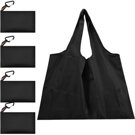 4PCS Sacs de Courses Pliables Sac à Provisions Pliable Sacs à Provisions Réutilisables Tote Bag Pliable Sac Shopping Léger avec Mousqueton Sac Fourre-tout dans une Pochette Attachée (1/5)