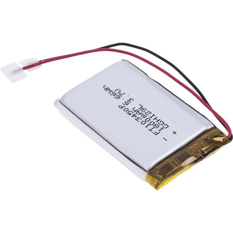 Rs Pro – Accumulateur Lithium Polymère 3.7V 1.8Ah – Dimensions 53.5 x 35 x 10.4 mm – Température de fonctionnement 0 à +45°C