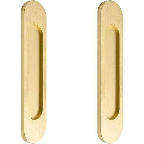 Lot de 2 poignées de porte coulissante ovales auto adhésives en alliage d'aluminium or mat sans perforation pour portes 18 cm (1/5)