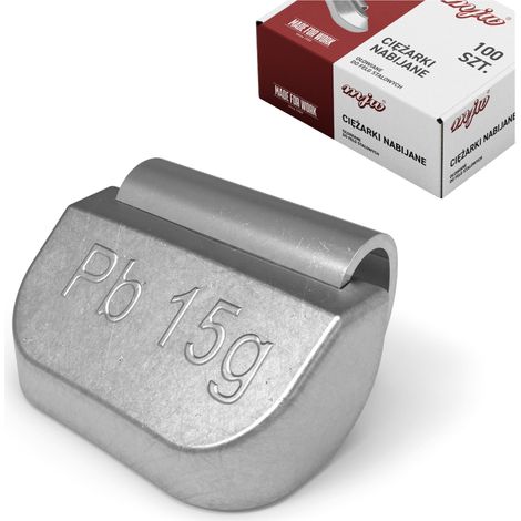 Pesi a clip PB da 15 g per cerchi in acciaio, 100 pezzi, piombo (1/3)