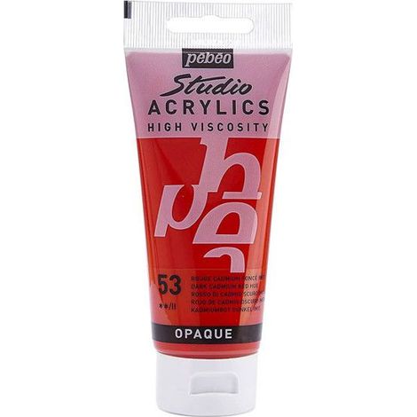 Peinture Acrylique - Pébéo - Studio - Rouge Cadmium Foncé - 100 ml - Satiné (1/3)