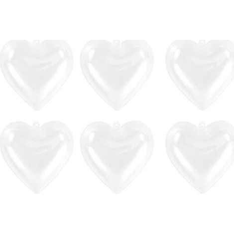 12 boules transparentes en forme de cœur (6,5 x 6,3 cm) pour bonbons, rangement, décorations de Noël à suspendre et à remplir, boîtes à décorer soi-même-6.5X6.3cm (1/2)