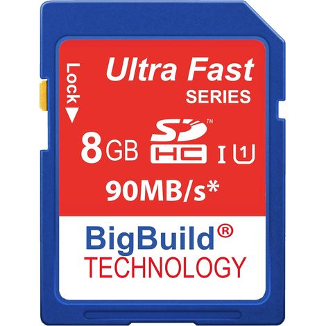 8Go 90Mo/s Ultra Rapide Carte mémoire pour Camera de Canon Digital IXUS 185, Classe 10 SD SDHC (1/5)