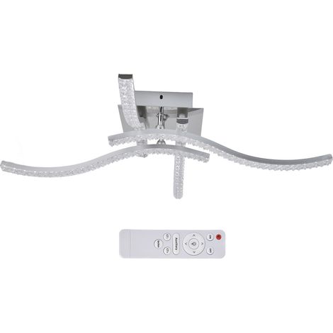 Plafonnier LED 3 couleurs, télécommande, intensité variable, 4 bandes ondulées, alimentation 85-265 V CA (1/5)