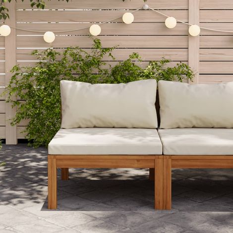 FIMEI Canapé de milieu sectionnel avec coussin blanc crème Acacia (1/8)