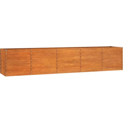 Jardinière bac lit surélevé plantes fleurs terrasse jardin de jardin rouillé 400 x 80 x 77 cm acier corten marron