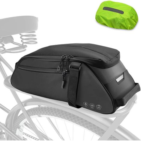 Sacoche de porte-bagages vélo 8L multifonction, étanche, réfléchissante, avec housse de pluie (1/5)