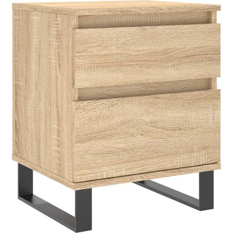 Comodino con cassetto e vano con anta 40 x 35 x 50 cm in legno ingegnerizzato color rovere e metallo DEC033841