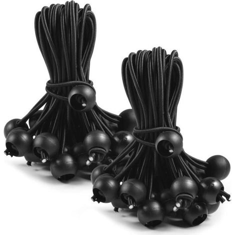Elastic Bungee Balls, 50-Piece Set for Tarps, Elastic Rope, Tarp Straps, Bungee Cords