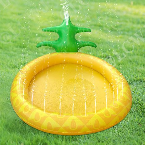 Pataugeoire gonflable pour enfants avec fontaine, design ananas/éléphant, PVC, 170cm (1/4)