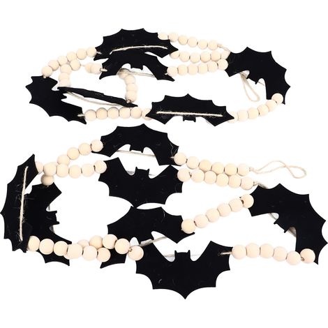 Ensemble de 2 pièces comprenant une chauve-souris en feutrine perlée et un cordon en bois, idéal pour Halloween, les boutiques et les fêtes. (1/5)