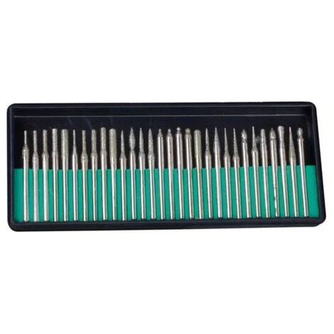 30pcs Diamond Burr Bits, Ensemble De Forets Pour Outils Rotatifs Pour Le Travail Du Métal, Du Bois, Du Routage Et De La Sculpture - Tige De 1/8" (3mm) (1/4)