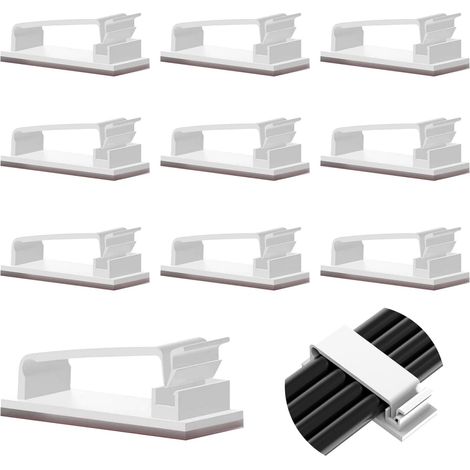 Auto-adhésifs Management Support Gestion Clips pour TV PC Ordinateur Portable 10 Pcs Blanc (1/5)