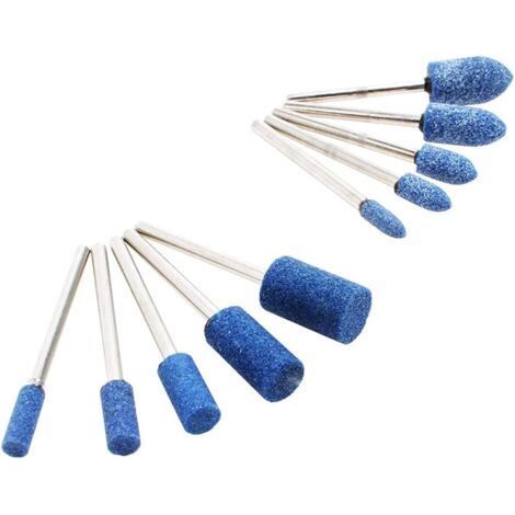 10pcs 3mm Stone Drill Bit, 4-10mm, 3mm Shank, Abrasive Grinding Head, for Engraving, Cutting, Polishing - Blue (1/5)