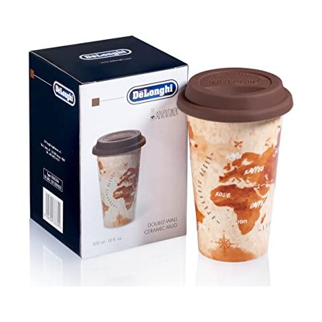 De'Longhi Travel Mug DLSC056 Thermos a Doppia Parete per Drink Caldi e Freddi, Facile da Trasportare, Custodia Antiscivolo in Silicone, 300 ml di Capacità (1/4)
