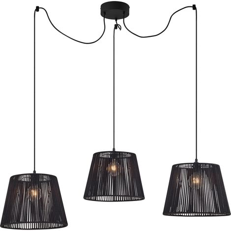 Outdoor Pendant Light Black with Black Rope Shade 3-Light IP44 - Cava Jayla (1/5)