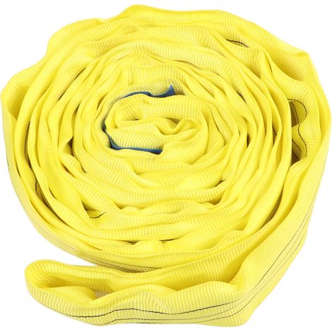 Élingue de levage flexible en polyester avec boucle à double œillet jaune 3T 3M pour grue industrielle, corde de remorquage (1/5)