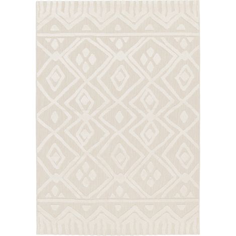 BOBOCHIC - Tapis poils ras RICCI motif abstrait 120x170 Blanc (1/5)