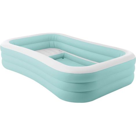 Matelas gonflable INTEX pour piscine, en PVC bleu clair et blanc (1/5)
