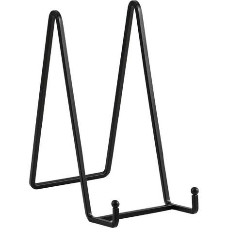 Chevalet porte-assiettes – Support décoratif en métal noir – Présentoir pour photos, plaques, livres de cuisine, cartes postales, CD ou œuvres d'art – 20,5 cm (1/3)