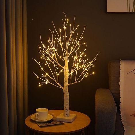 Arbre Lumineux en Bouleau avec 144 LED Blanc Chau, Lampe à Poser Branches Réglables Décoration de Noël, Arbre Lumineux Décoration D'intérieur USB/Batterie Alimentation pour Fête, Anniversaire, Mariage (1/5)