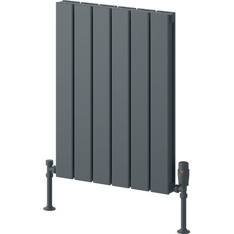 Reina Piatto Double Horizontal Aluminium Radiator 600mm H x 445mm W - Anthracite