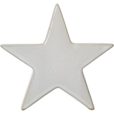 Small Standing Star Decoration - Ceramic - L4 x W13 x H12 cm - White