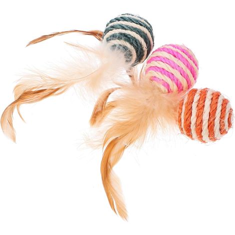 Set of 3 Interactive Plush Cat Toys, Wear-Resistant Sisal Rope, Small Size, for Indoor Play and Mental Stimulation for Kittens, Random Color (1/5)