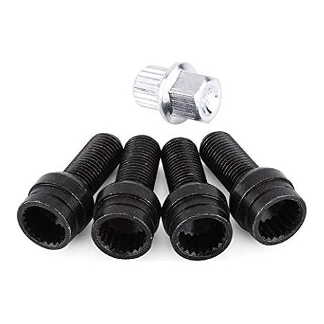 Boulons de Roue Antivol Noir Boulon de Roue M14x1.5 48mm Vis Ecrou Antivol de Pneu de Voiture Boulon de Pneu Universel de Voiture Avec Jeu de Clé (1/5)