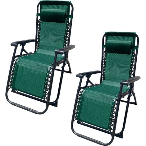 Marbueno Pack 2 tumbonas Plegable Acero Cojin Jardin y Piscina 90X66X108 Gravedad Cero Verde MARBUENO SUMMER