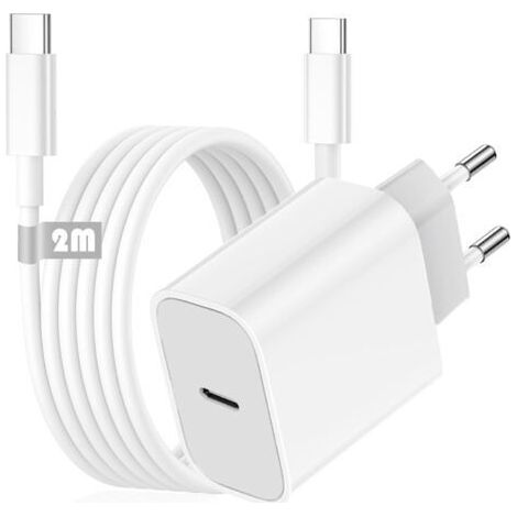 30W Chargeur Rapide iPhone, USB C Adaptateur Secteur Bloc,Chargeur Prise avec Câble de Type-C vers C 2M, Compatible avec iPhone 17/16/16 Plus/16 Pro/16 Pro Max/15/iPad Air/Mini (1/5)