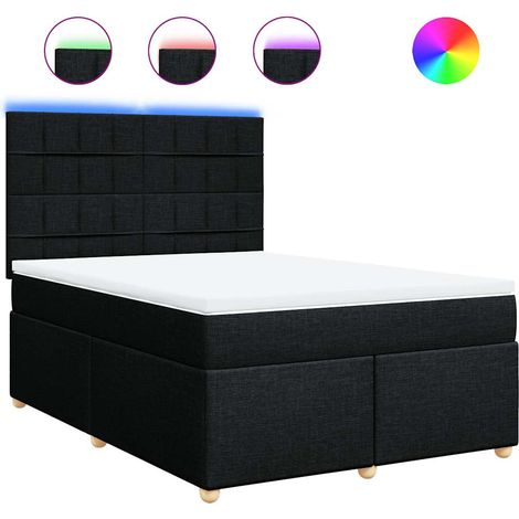 Maison Exclusive - Cama box spring con colchón tela negro 160x200 (1/5)