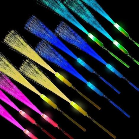 12 pièces Baguette Lumineuse Fibre Optique, bâton Lumineux en Fibre de Verre pour Enfants, 3 Modes Colorés Multicolor FIBRE OPTIQUE (1/4)