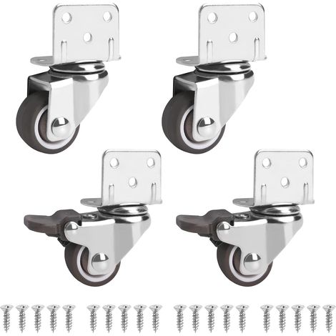 CCYKXA Set of 4 Swivel Furniture Casters, 2 with Brakes, 25mm Small Furniture Casters - 360 Degree Rotation, Load Capacity 44kg, Small Swivel Casters for Furniture, Cribs (1/5)