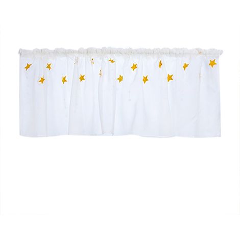 Rideau court brodé pour placard de cuisine, voilage demi-fenêtre motif étoiles jaunes, 1 pièce, décoration intérieure