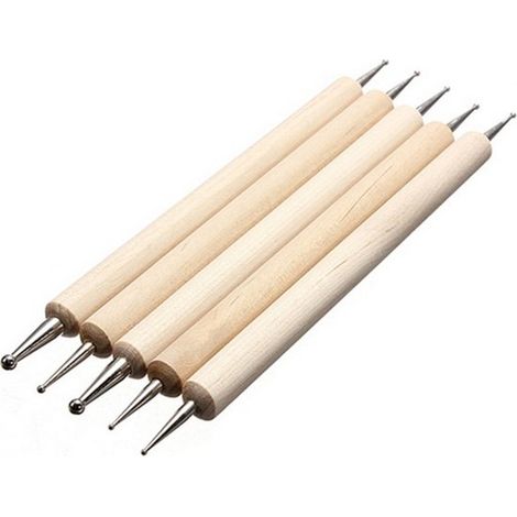 5-teiliges Set – Tonwerkzeuge – Prägestift mit Kugel – verschiedene Größen – Doppelseitiger Prägestift/Punktierstift – für Handarbeit (1/5)