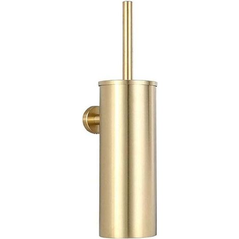 WC-Bürstenhalter, WC-Bürste, WC-Bürste aus Edelstahl 304, Wandmontage, wasserdicht, leicht zu reinigen für Toilette, Badezimmer, WC mit Halterung, antibakterielle Bürste (gold) (1/4)