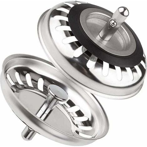 Panier de bonde classic diamètre 79.3 mm，Lot de 2 Bouchon Evier Cuisine INOX, Filtre Evier Cuisine Universel,T-Audace Bouchon de Bonde Evier Antiblocage en Acier Inoxydable , pour Cuisine et Salle de (1/5)
