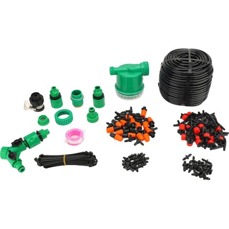 Système d'irrigation goutte à goutte avec programmateur, tuyau 50m, kit arrosage automatique jardin pelouse serre, buses réglables (1/5)