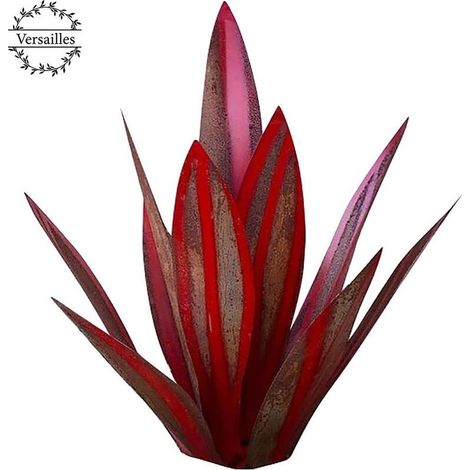 Plante d'agave en métal, pour la décoration de jardin, rouge, sculpture rustique de Tequila, adaptée pour l'intérieur, ornements de pelouse (1/5)