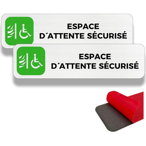 Zone d'attente sécurisée, 2 panneaux, zone d'attente d'urgence, 19×5 cm, intérieur/extérieur, panneau en aluminium, avec autocollants (Espace d'Attente Sécurisé) (1/5)